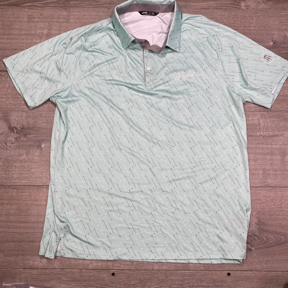 Barstool Golf UNRL Polo‎ Shirt Mens XL Mint Green Golf Clubs Athletic Fit